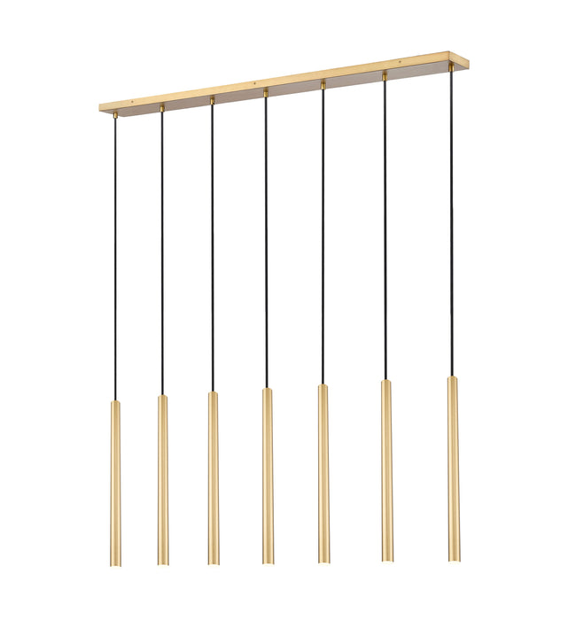 Linear Chandelier Z-Lite 919MP24-7L-MGLD-LED Modern Gold Forest 7 Light Linear Chandelier Z-Lite