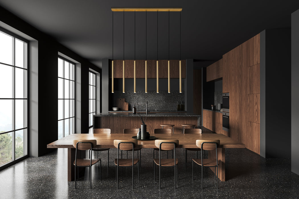 Linear Chandelier Z-Lite 919MP24-7L-MGLD-LED Modern Gold Forest 7 Light Linear Chandelier Z-Lite