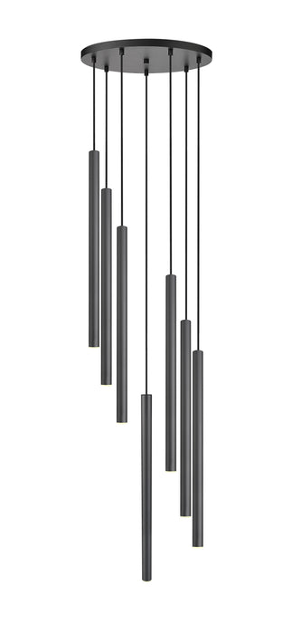 Chandelier Z-Lite 919MP24-7R-MB-LED Matte Black Forest 7 Light Chandelier Z-Lite