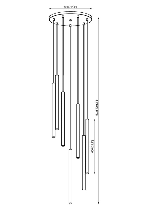 Chandelier Z-Lite 919MP24-7R-MB-LED Matte Black Forest 7 Light Chandelier Z-Lite