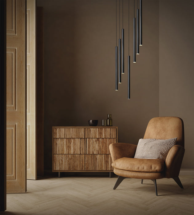 Chandelier Z-Lite 919MP24-7R-MB-LED Matte Black Forest 7 Light Chandelier Z-Lite