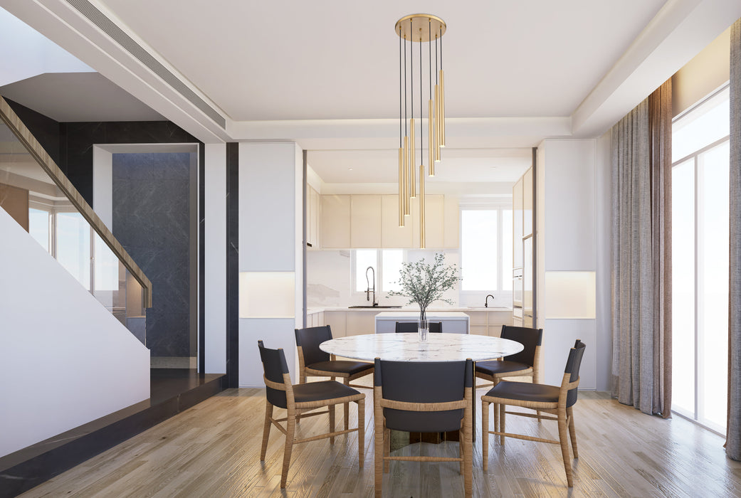 Chandelier Z-Lite 919MP24-7R-MGLD-LED Modern Gold Forest 7 Light Chandelier Z-Lite