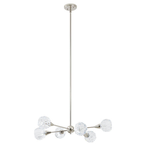 Chandelier Thesis 206942A Helena 32 inch 6 light Polished Nickel Chandelier with Clear Acrylic Shades THESIS
