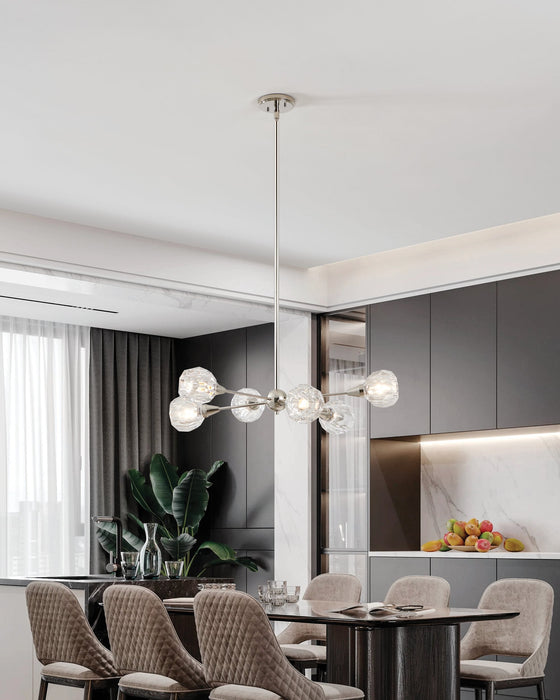 Chandelier Thesis 206942A Helena 32 inch 6 light Polished Nickel Chandelier with Clear Acrylic Shades THESIS