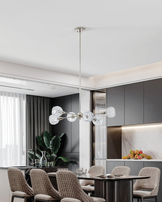 Chandelier Thesis 206942A Helena 32 inch 6 light Polished Nickel Chandelier with Clear Acrylic Shades THESIS