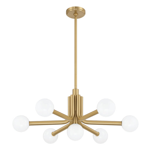 Chandelier Thesis 207353A Stockholm 29 inch 7 light Champagne Gold Chandelier with Opal Glass Shades THESIS