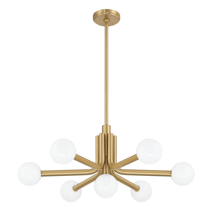 Chandelier Thesis 207353A Stockholm 29 inch 7 light Champagne Gold Chandelier with Opal Glass Shades THESIS