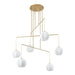 Chandelier Thesis 206927A Bryony 48 inch 6 light Brushed Gold Chandelier with White Synthetic Silk Shades THESIS