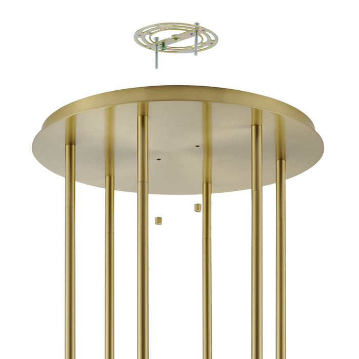 Chandelier Thesis 206927A Bryony 48 inch 6 light Brushed Gold Chandelier with White Synthetic Silk Shades THESIS