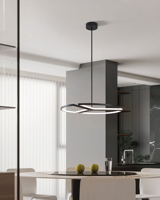 Chandelier Thesis 207767A Alfie 30 inch 3 light Textured Black 3CCT LED Chandelier THESIS
