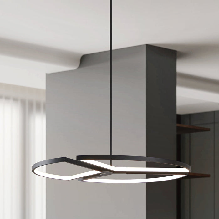 Chandelier Thesis 207767A Alfie 30 inch 3 light Textured Black 3CCT LED Chandelier THESIS