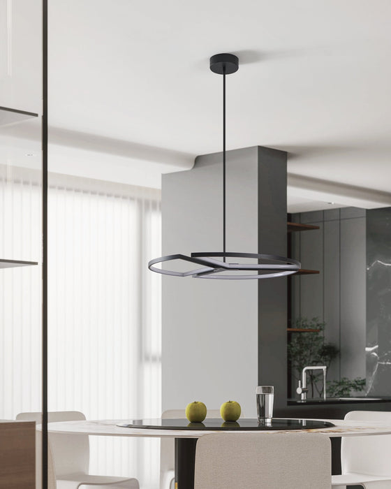 Chandelier Thesis 207767A Alfie 30 inch 3 light Textured Black 3CCT LED Chandelier THESIS