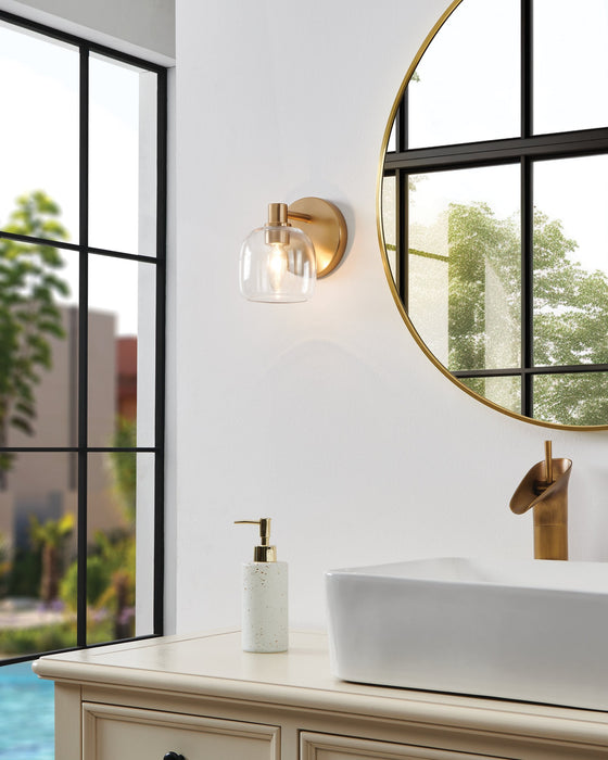 Vanity Light Thesis 206998A Valentina 5 inch 1 light Champagne Gold Vanity Light with Clear Glass Shade THESIS