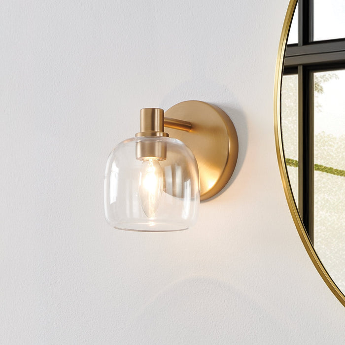 Vanity Light Thesis 206998A Valentina 5 inch 1 light Champagne Gold Vanity Light with Clear Glass Shade THESIS