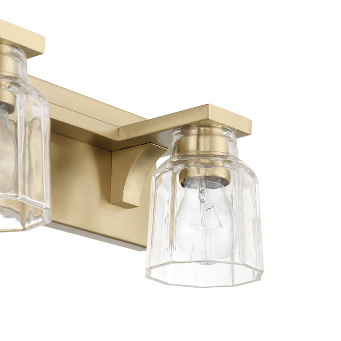 Vanity Light Thesis 207667A Dryden 24 inch 3 light Champagne Gold Vanity Light with Clear Ribbed Glass Shades THESIS