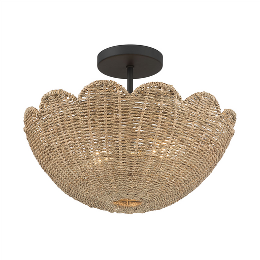 Semi-Flush Mount Millennium Lighting 99202-MB Malura 2-Light 16 Inch Rattan Semi-Flush Mount Millennium Lighting
