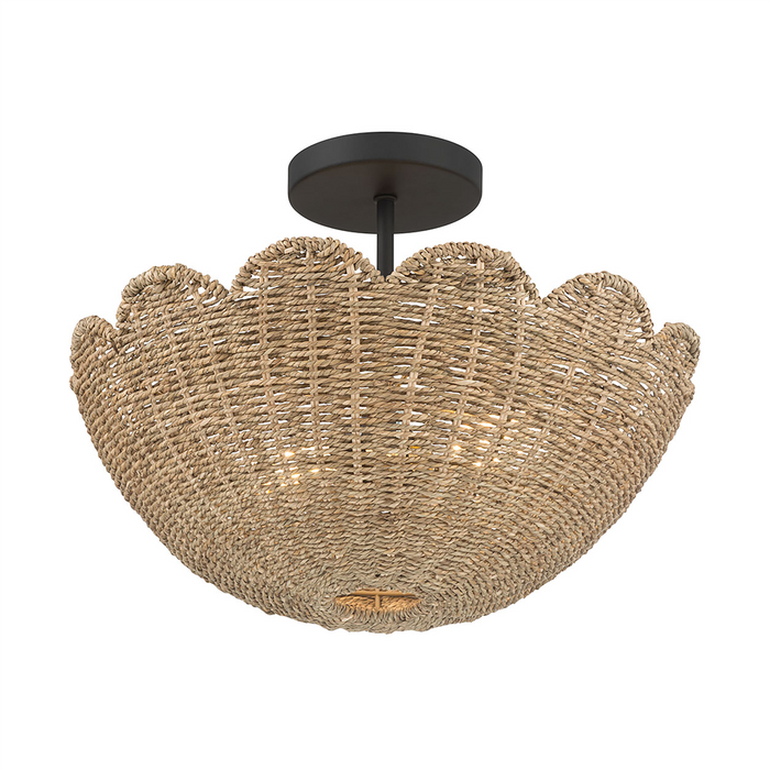 Semi-Flush Mount Millennium Lighting 99202-MB Malura 2-Light 16 Inch Rattan Semi-Flush Mount Millennium Lighting