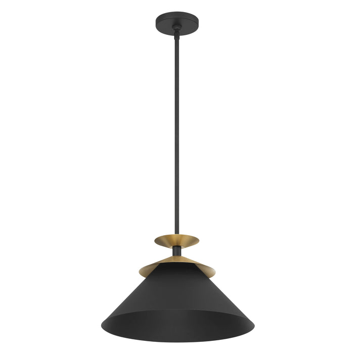 Pendant Light Thesis 207318A Tremolo 16 inch 1 light Textured Black and Champagne Gold Pendant Light THESIS