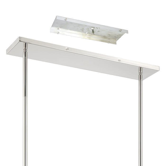 Chandelier Thesis 207351A Stockholm 50 inch 8 light Polished Nickel Linear Chandelier with Opal Glass Shades THESIS