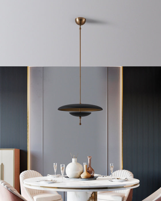 Convertible Pendant Thesis 207294A Sinclair 20 inch Champagne Gold and Black Faux Leather 5CCT LED Convertible Pendant THESIS