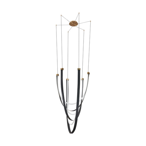 Chandelier Thesis 207275A Ayers 43 inch 3 light Champagne Gold with Black and Brown Faux Leather 5CCT LED Chandelier THESIS
