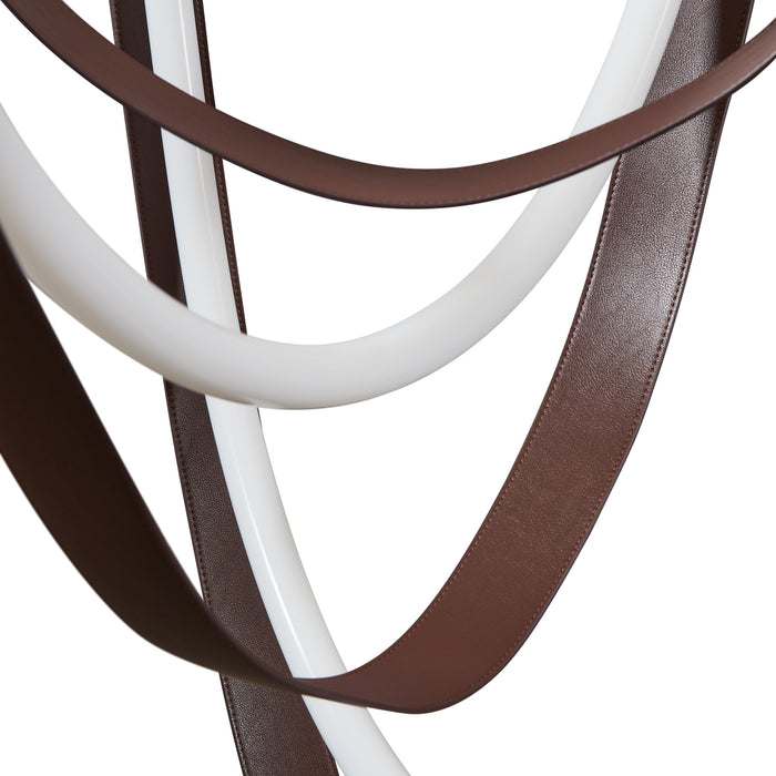 Chandelier Thesis 207275A Ayers 43 inch 3 light Champagne Gold with Black and Brown Faux Leather 5CCT LED Chandelier THESIS