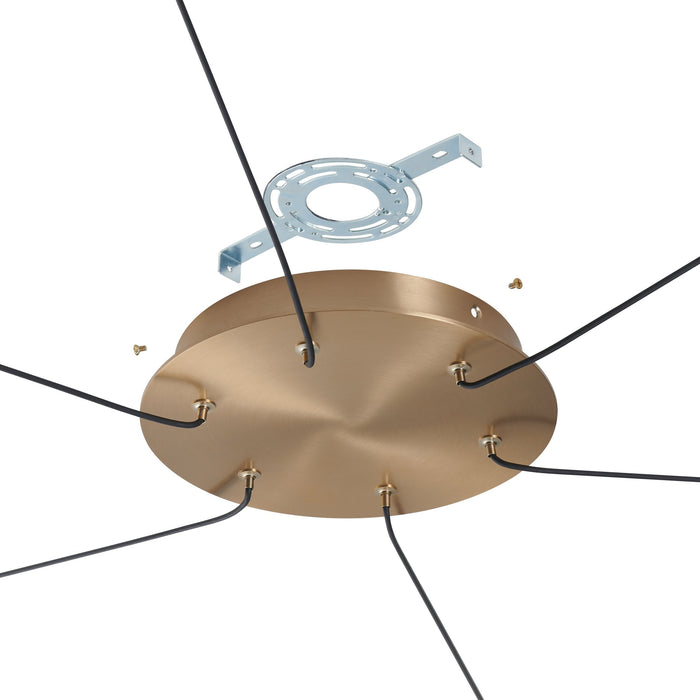 Chandelier Thesis 207275A Ayers 43 inch 3 light Champagne Gold with Black and Brown Faux Leather 5CCT LED Chandelier THESIS