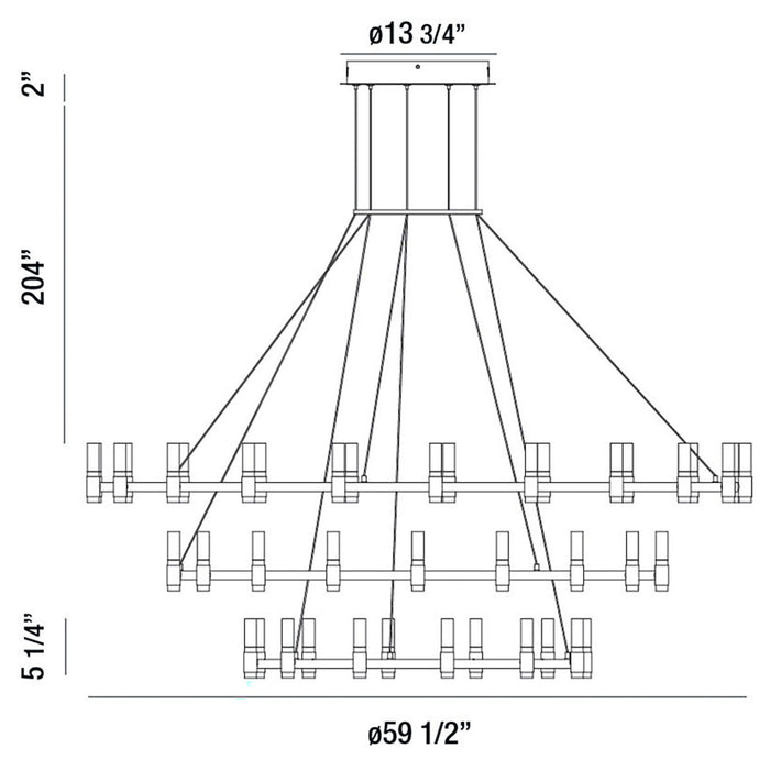 Eurofase 37046-019 Albany 60" Brass-Black Mix LED Chandelier