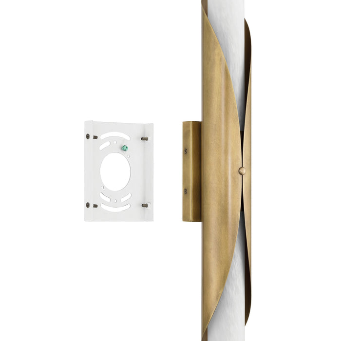Wall Sconce Thesis 207619A Crescendo 30 inch 2 light Natural Brass Wall Sconce with Alabaster Glass THESIS