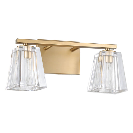 Vanity Light Thesis 206984A Valentin 15 inch 2 light Champagne Gold Vanity Light with Clear Pressed Glass Shades THESIS