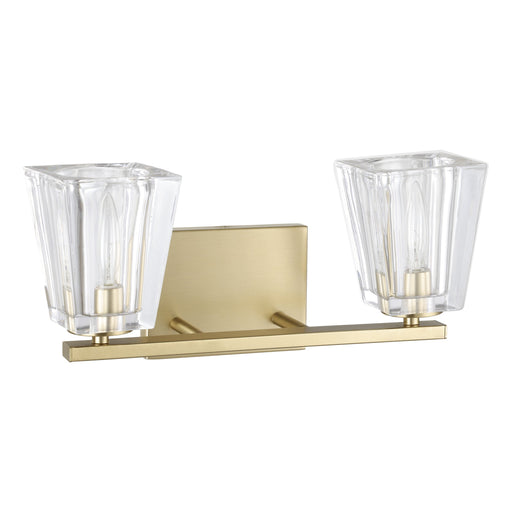 Vanity Light Thesis 206984A Valentin 15 inch 2 light Champagne Gold Vanity Light with Clear Pressed Glass Shades THESIS