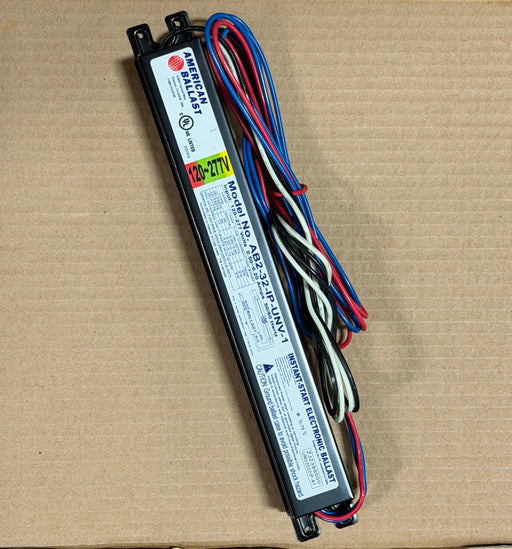 T8 Electronic Flourescent Ballast American Ballast AB2-32-IP-UNV-1 F32 T8 1 and 2-Lamp Multi Volt Radiant-Lite
