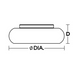 Technical drawing of a cylindrical tank with dimensions labeled