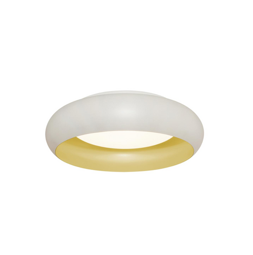 Ceiling light fixture with white and gold design on a white background