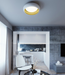 Modern living room with a ceiling light fixture