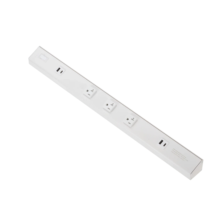 LED Under Cabinet Lighting American Lighting ATOM Low Profile Power Strip With Receptacles and USB-A/C Ports White American Lighting