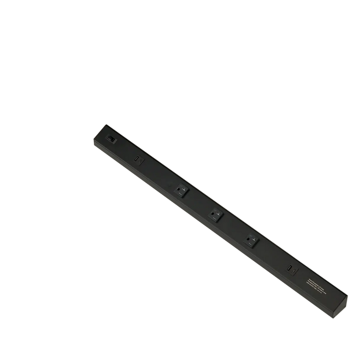 American Lighting ATOM Low Profile Power Strip With Receptacles and USB-A/C Ports Black)