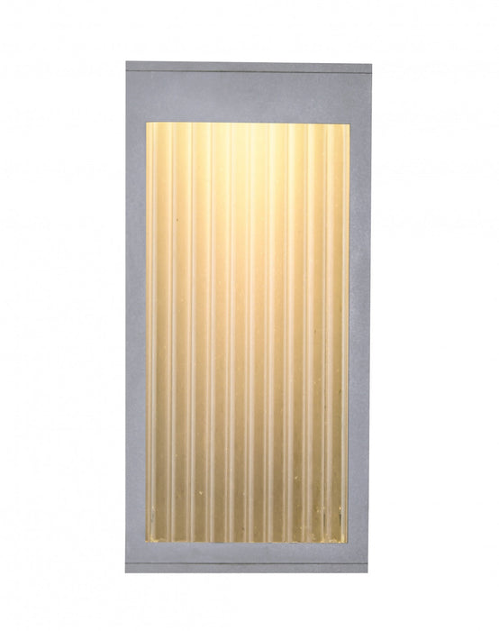 Outdoor Wall Light Avenue Lighting AV9901-SLV Avenue Outdoor 12"H 3000K LED Wall Sconce in Silver/Ribbed Glass Avenue Lighting