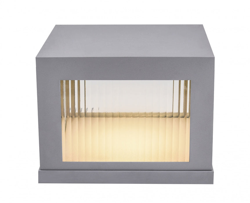 Outdoor Wall Light Avenue Lighting AV9904-SLV Avenue Outdoor 12"W 3000K LED Pillar Mount in Silver/Ribbed Glass Avenue Lighting