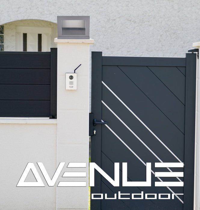 Outdoor Wall Light Avenue Lighting AV9904-SLV Avenue Outdoor 12"W 3000K LED Pillar Mount in Silver/Ribbed Glass Avenue Lighting