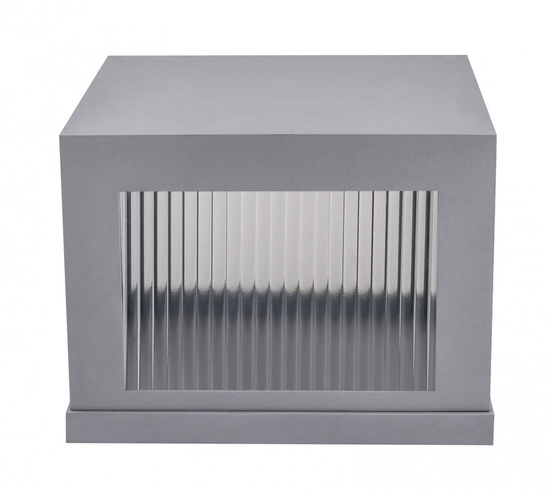 Outdoor Wall Light Avenue Lighting AV9904-SLV Avenue Outdoor 12"W 3000K LED Pillar Mount in Silver/Ribbed Glass Avenue Lighting