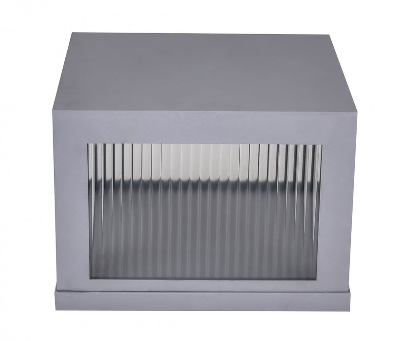 Outdoor Wall Light Avenue Lighting AV9905-SLV Avenue Outdoor 14"W 3000K LED Pillar Mount in Silver/Ribbed Glass Avenue Lighting