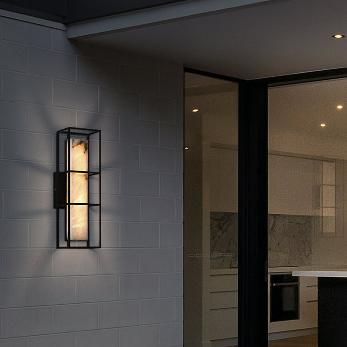 Wall Sconce Eurofase 46838-018 Blakley Large Alabaster Sconce in Black Eurofase