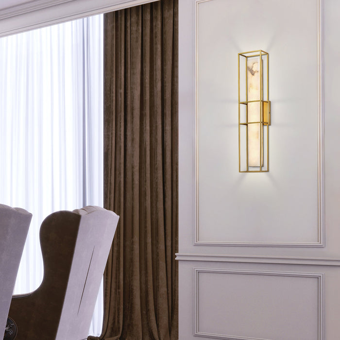 Outdoor Wall Sconce Eurofase Blakley 46838-025 24 Inch Alabaster and Gold Outdoor Wall Sconce Eurofase