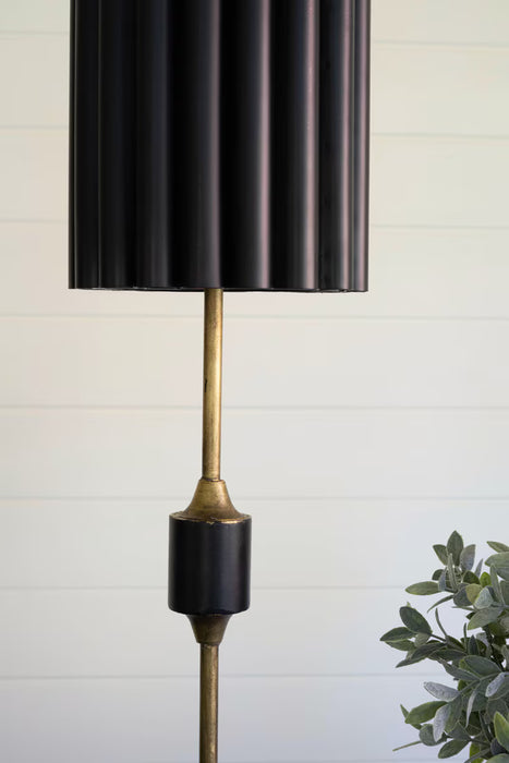 Kalalou CLL2805 Antique Gold Table Lamp with Fluted Black Metal Shade