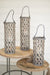 Candle Lantern Kalalou CLUX1066 Set of 3 Grey Willow Lanterns With Glass Candle Insert Kalalou