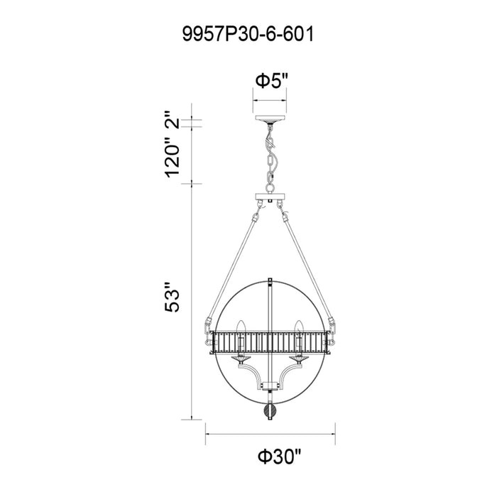 9957P30-6-601 Arkansas 6 Light Crystal Orbit Chandelier LightStoreUSA