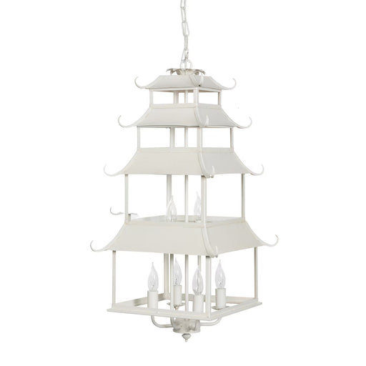 Chandelier Park Hill Collection Peace Pagoda Chandelier in Cream – Chinoiserie Lantern Style Park Hill Collection