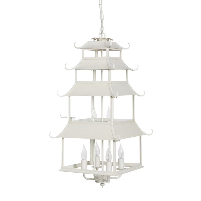 Chandelier Park Hill Collection Peace Pagoda Chandelier in Cream – Chinoiserie Lantern Style Park Hill Collection