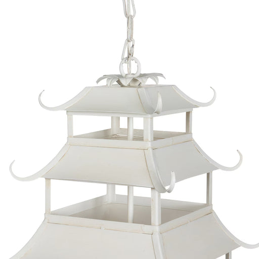 Chandelier Park Hill Collection Peace Pagoda Chandelier in Cream – Chinoiserie Lantern Style Park Hill Collection